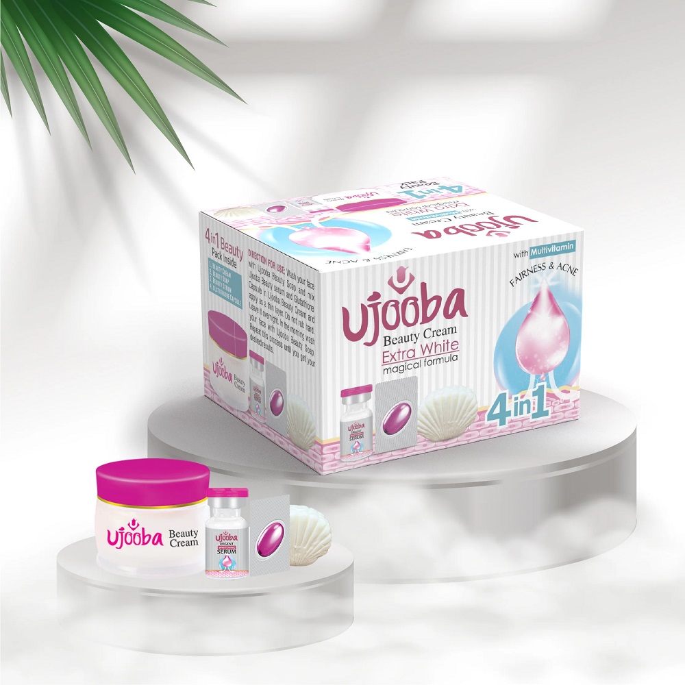 ujooba 4in1 extra cilt beyazlatici guzellik seti nemlendirici krem sabun ve serumlu komple bakim kozmetik