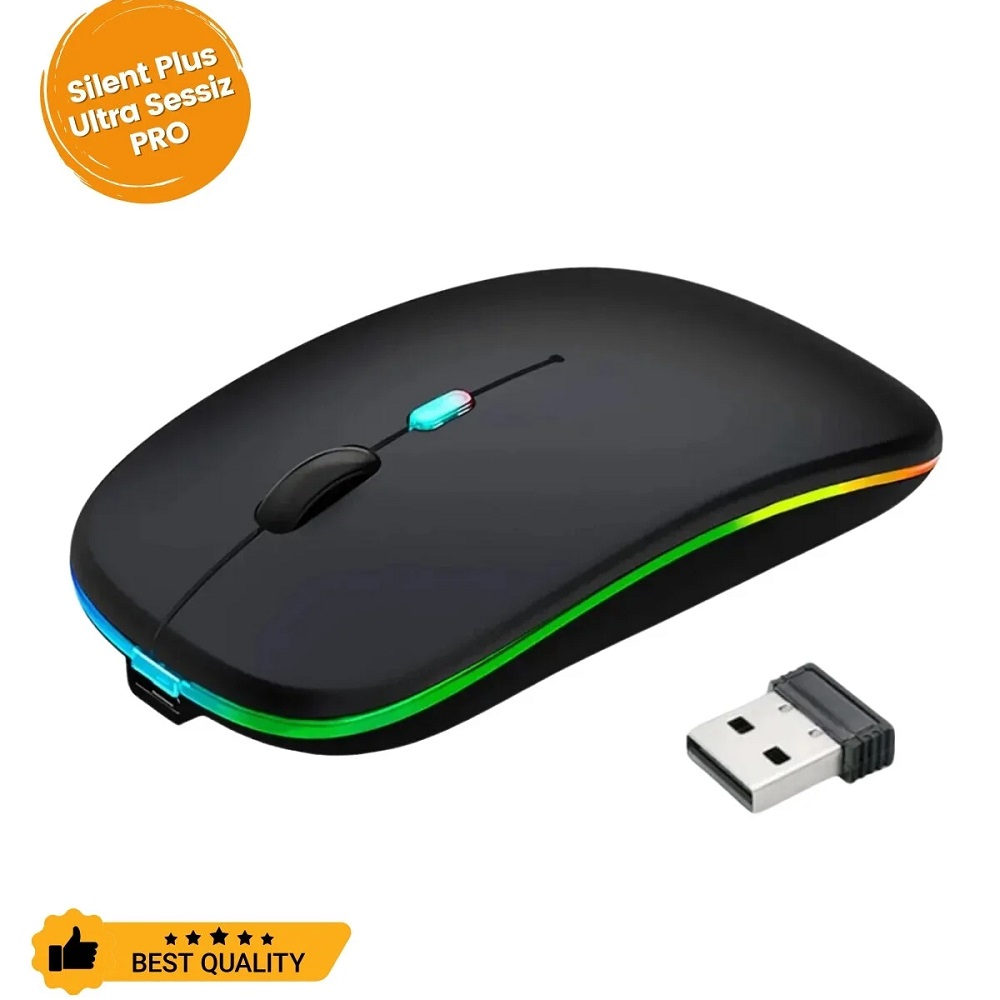 Slim Kablosuz RGB Işıklı Sessiz Tıklama Şarj Edilebilir Mouse