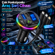 FM Transmitter Bluetooth 5.0 Araç Şarj Cihazı 3.1A RGB Işıklı USB Type-C