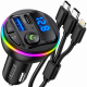 FM Transmitter Bluetooth 5.0 Araç Şarj Cihazı 3.1A RGB Işıklı USB Type-C