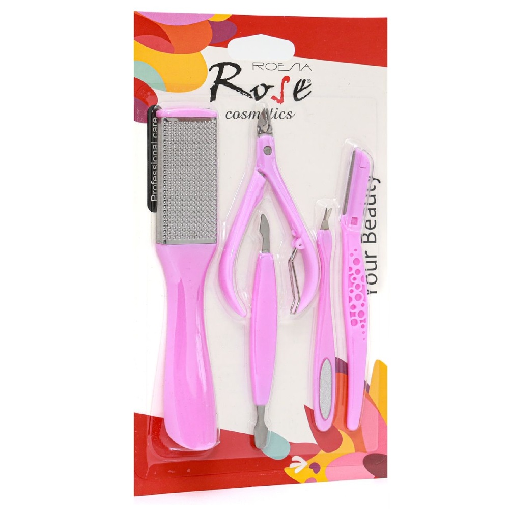 Rose 5'li Manikür, Pedikür ve Kaş/Yüz Bakım Seti