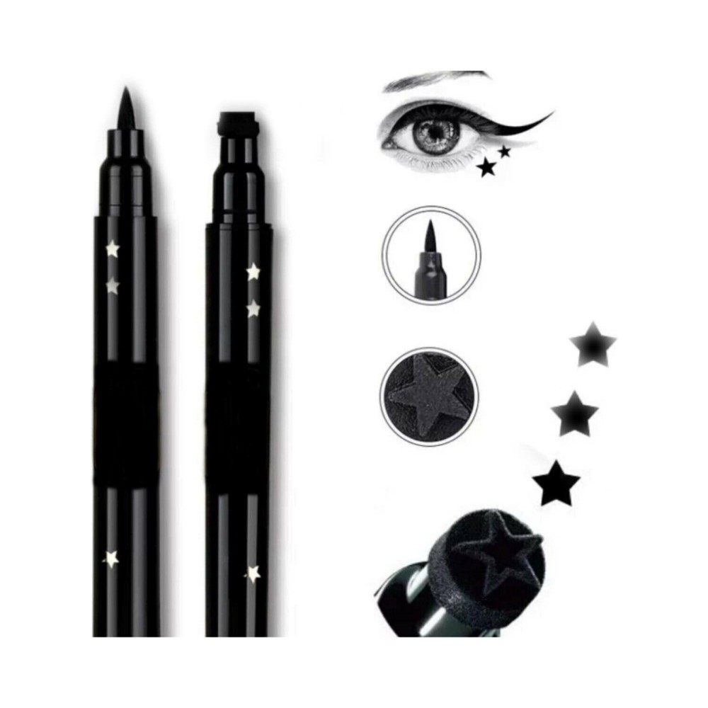Çift Taraflı Yıldız Desenli Kalem Eyeliner ve Damga Seti