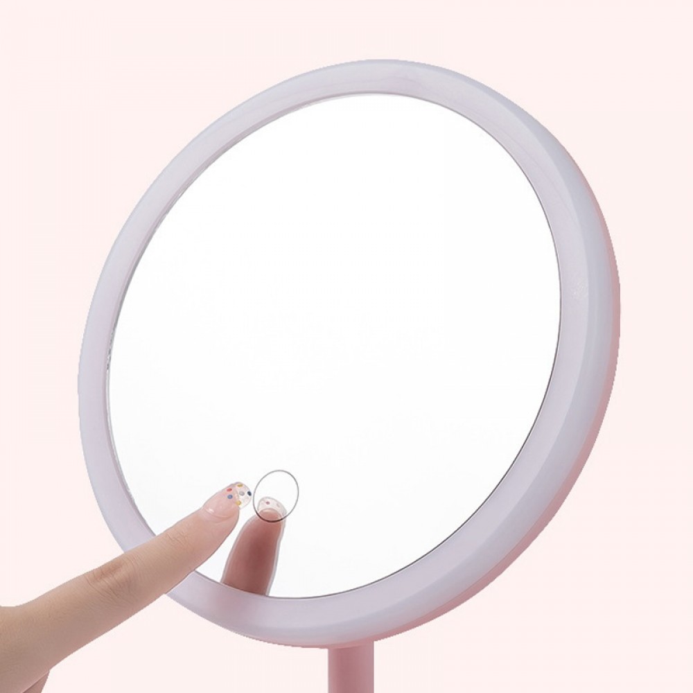 led isikli dokunmatik masaustu makyaj aynasi 3 farkli isik degistirme modlu tepsili pembe ayna