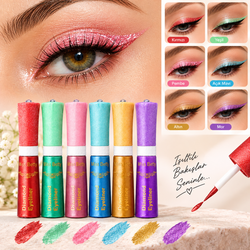 miss betty renkli likit eyeliner seti 6li cabuk kuruyan neme dayanikli kolay surumlu makyaj urunu