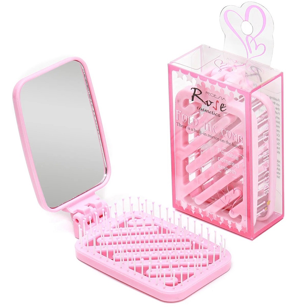 Rose Cosmetics Katlanabilir Aynalı Çanta ve Seyahat Saç Tarağı 