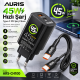 AURIS ARS-CH100 45W Hızlı Şarj Aleti USB-C PD QC3.0 Dijital Ekran