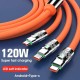 Süper Hızlı 3in1 Şarj Kablosu 120W 6A Type-C Lightning Micro USB